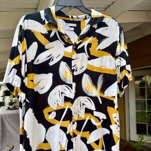 Hitmakers 2025 Stephen Kirk Abstract Print Shirt L Black Yellow White
